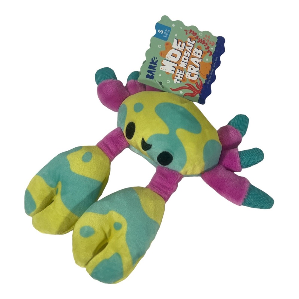 Bark Box Moe The Mosaic Crab Yellow Blue Pink Dog Toy Small 0-20 lbs